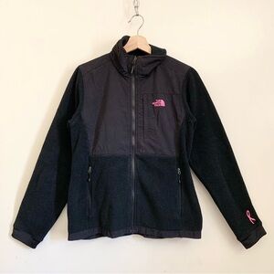 The North Face Black Pink Embroider Cancer Awareness Full Zip Jacket Small